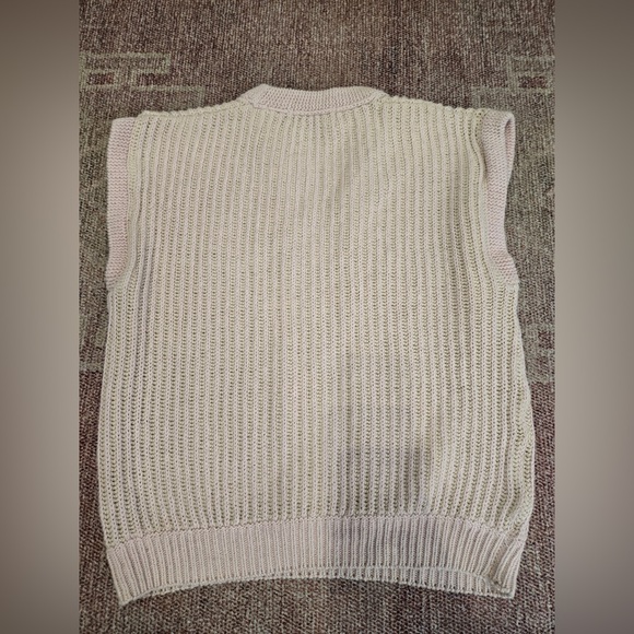 Evan picone vintage pink ribbed cable knit v neck sweater vest size medium - Picture 4 of 9